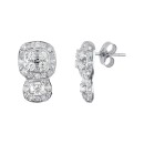 Pendientes Oro Blanco 18K Motivo 15x9 mm con Circonitas