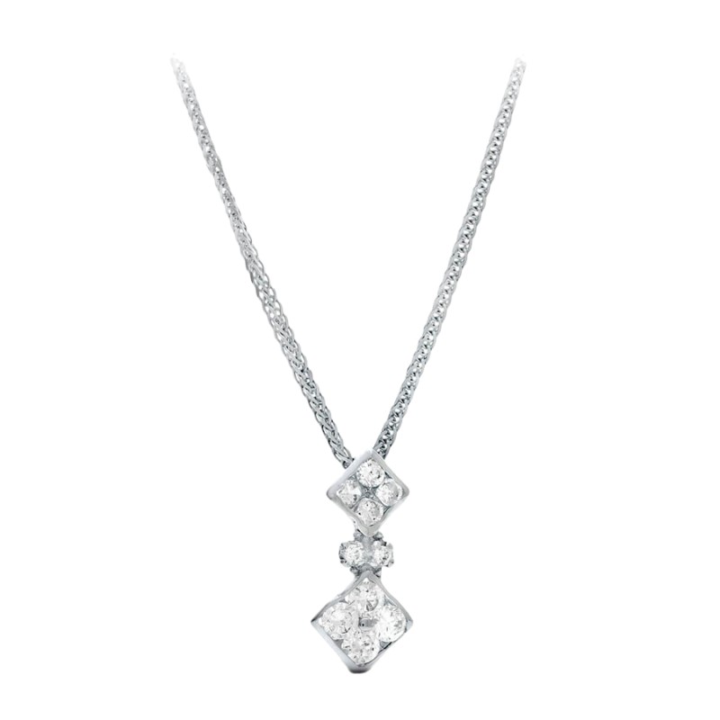 Gargantilla Oro Blanco 18K 45 cm Rombo 16x7 mm | Joyería Parejo