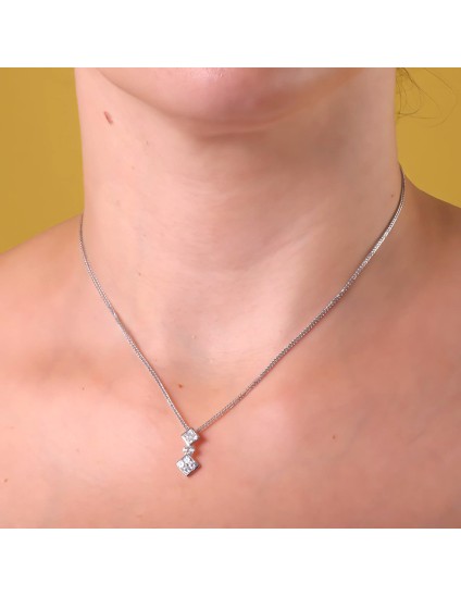 Gargantilla Oro Blanco 18K 45 cm Rombo 16x7 mm | Joyería Parejo