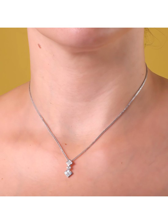 Gargantilla Oro Blanco 18K 45 cm Rombo 16x7 mm | Joyería Parejo