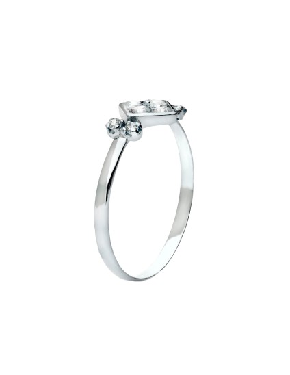 Anillo Sortija Oro Blanco 18K Rombo 7 mm Circonitas | Joyería Parejo