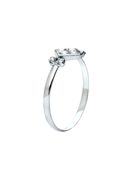 Anillo Sortija Oro Blanco 18K Rombo 7 mm Circonitas | Joyería Parejo