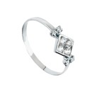 Anillo Sortija Oro Blanco 18K Rombo 7 mm con Circonitas