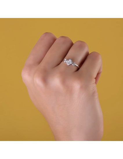 Anillo Sortija Oro Blanco 18K Rombo 7 mm Circonitas | Joyería Parejo