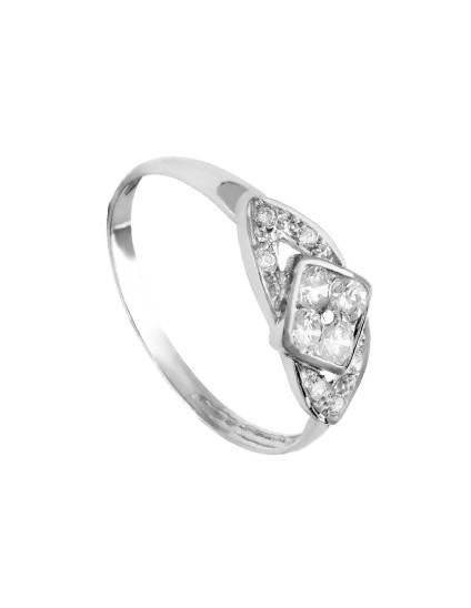 Anillo Sortija Oro Blanco 18K Rombo 7 mm Circonitas | Joyería Parejo