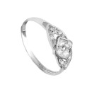 Anillo Sortija Oro Blanco 18K Rombo 7 mm Circonitas