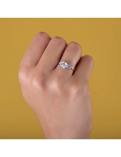 Anillo Sortija Oro Blanco 18K Rombo 7 mm Circonitas | Joyería Parejo