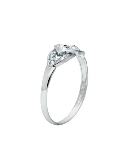 Anillo Sortija Oro Blanco 18K Rombo 7 mm Circonitas | Joyería Parejo