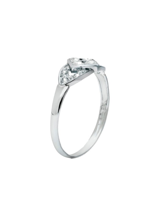 Anillo Sortija Oro Blanco 18K Rombo 7 mm Circonitas | Joyería Parejo
