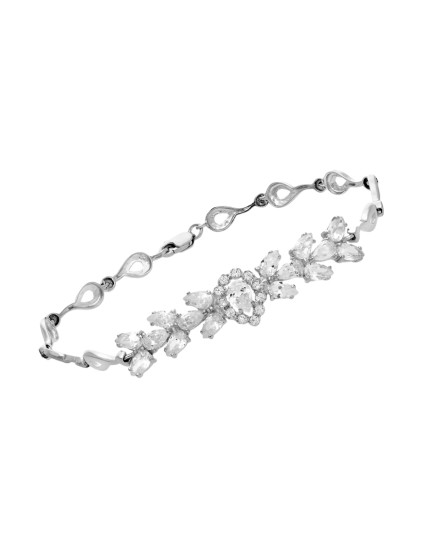 Pulsera Oro Blanco 18K 18.5 cm con Circonitas Pera | Joyería Parejo