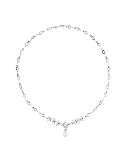 Gargantilla Oro Blanco 18K 45 cm Perla Cultivada | Joyería Parejo