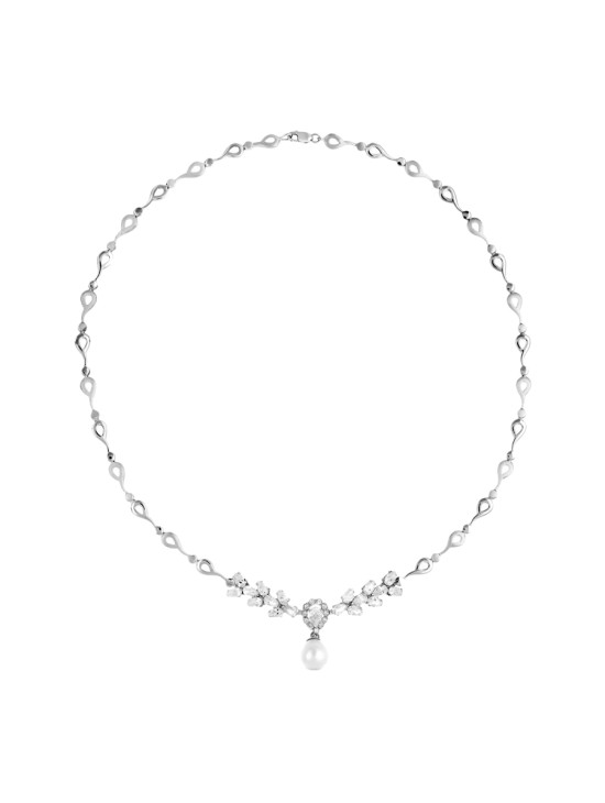 Gargantilla Oro Blanco 18K 45 cm Perla Cultivada | Joyería Parejo