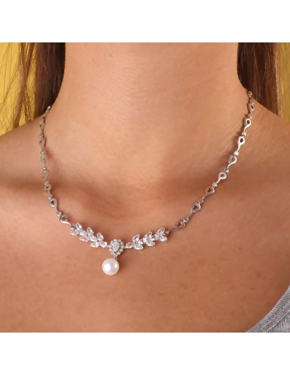 Gargantilla Oro Blanco 18K 45 cm Perla Cultivada | Joyería Parejo