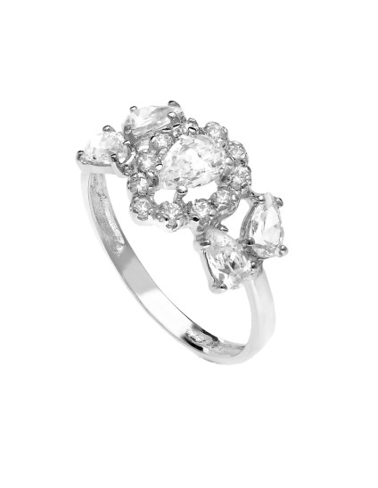 Anillo Sortija Oro Blanco 18K 11 mm Circonitas Pera | Joyería Parejo