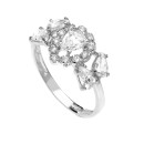 Anillo Sortija Oro Blanco 18K 11 mm Circonitas Pera