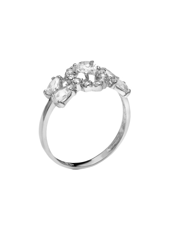 Anillo Sortija Oro Blanco 18K 11 mm Circonitas Pera | Joyería Parejo