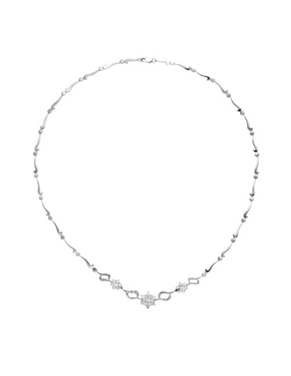 Gargantilla Oro Blanco 18K 45 cm Piña de Circonitas | Joyería Parejo