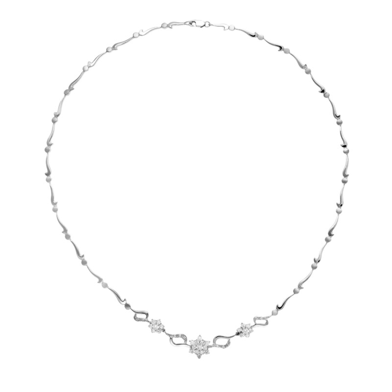Gargantilla Oro Blanco 18K 45 cm Piña de Circonitas | Joyería Parejo