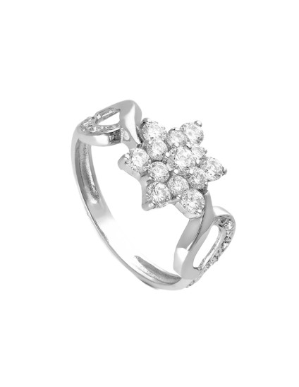 Anillo Sortija Oro Blanco 18K Cuajo Circonitas 10 mm | Joyería Parejo