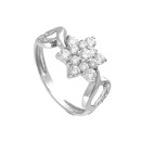 Anillo Sortija Oro Blanco 18K Cuajo con Circonitas 10 mm