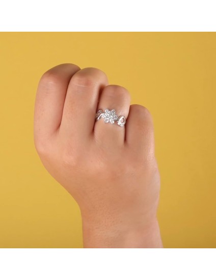 Anillo Sortija Oro Blanco 18K Cuajo Circonitas 10 mm | Joyería Parejo