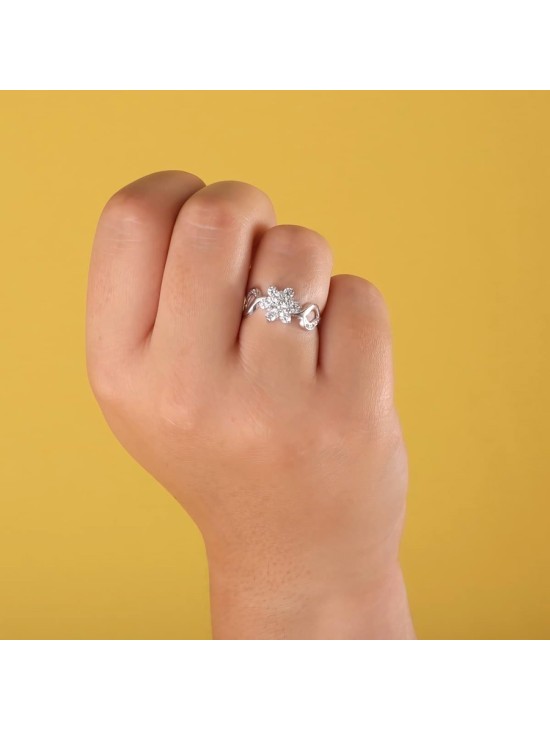 Anillo Sortija Oro Blanco 18K Cuajo Circonitas 10 mm | Joyería Parejo