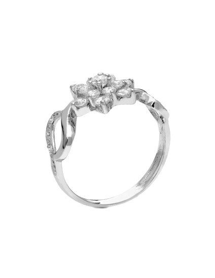 Anillo Sortija Oro Blanco 18K Cuajo Circonitas 10 mm | Joyería Parejo