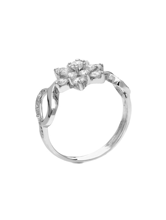 Anillo Sortija Oro Blanco 18K Cuajo Circonitas 10 mm | Joyería Parejo