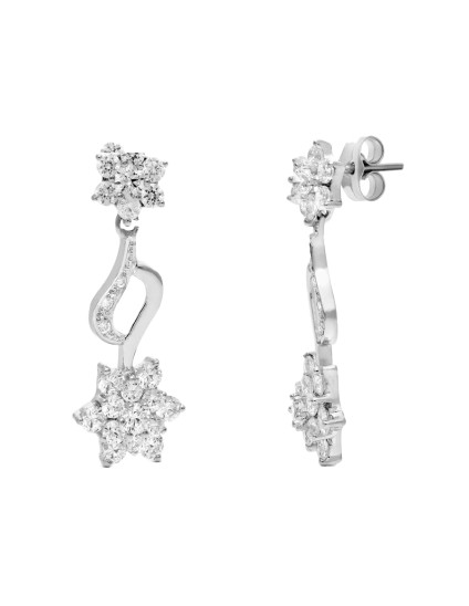 Pendientes Oro Blanco 18K  30x11 mm Piña Circonitas | Joyería Parejo