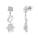 Pendientes Oro Blanco 18K  30x11 mm Piña de Circonitas