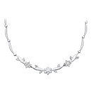 Gargantilla Oro Blanco 18K  45 cm Flores Circonitas