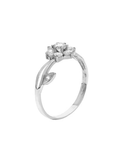 Anillo Sortija Oro Blanco 18K Flor 10 mm Circonitas | Joyería Parejo