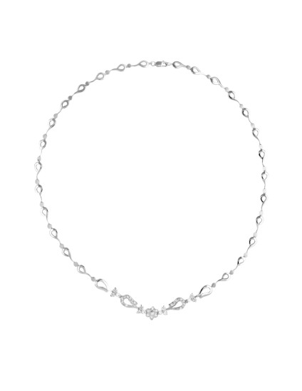Gargantilla Oro Blanco 18K Articulado 42 cm Circonita | Joyería Parejo