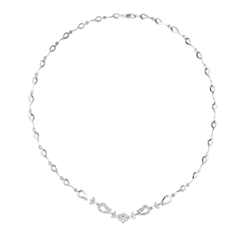 Gargantilla Oro Blanco 18K Articulado 42 cm Circonita | Joyería Parejo