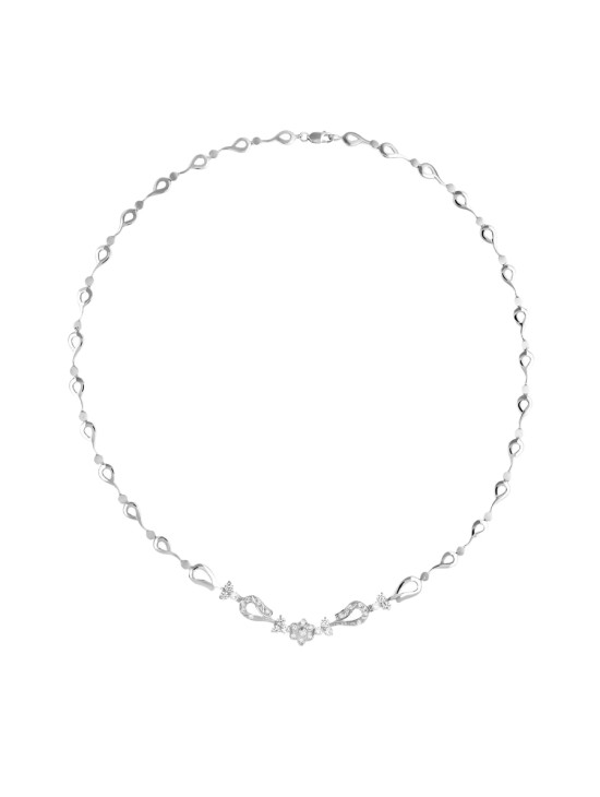 Gargantilla Oro Blanco 18K Articulado 42 cm Circonita | Joyería Parejo