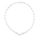 Gargantilla Oro Blanco 18K Articulado 42 cm Flor Circonitas