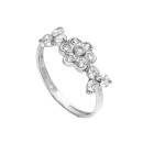Anillo Sortija Oro Blanco 18K Flor 7 mm Circonitas