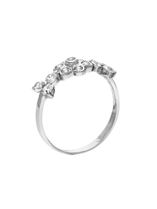 Anillo Sortija Oro Blanco 18K Flor 7 mm Circonitas | Joyería Parejo