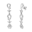 Pendientes Oro Blanco 18K 42x7 mm Articulado con Flor