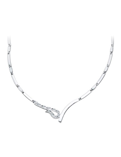 Gargantilla Oro Blanco 18K 45 cm Articulado Circonita | Joyería Parejo