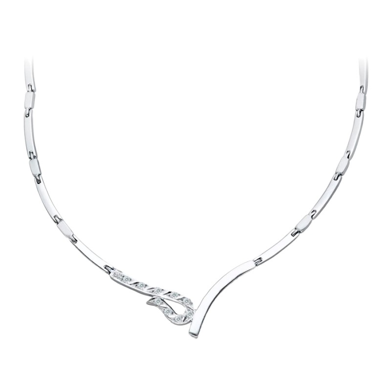 Gargantilla Oro Blanco 18K 45 cm Articulado Circonita | Joyería Parejo
