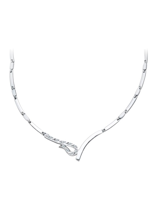 Gargantilla Oro Blanco 18K 45 cm Articulado Circonita | Joyería Parejo