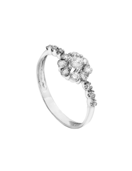 Anillo Sortija Oro Blanco 18K Cuajo con Circonitas 8 mm | Joyería Parejo
