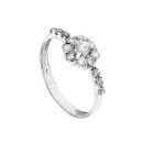 Anillo Sortija Oro Blanco 18K Cuajo con Circonitas 8 mm
