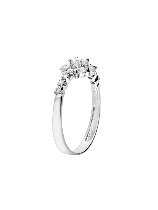 Anillo Sortija Oro Blanco 18K Cuajo con Circonitas 8 mm | Joyería Parejo