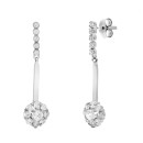 Pendientes Oro Blanco 18K Dos Cuerpos 33x6 mm Cuajo Circonitas