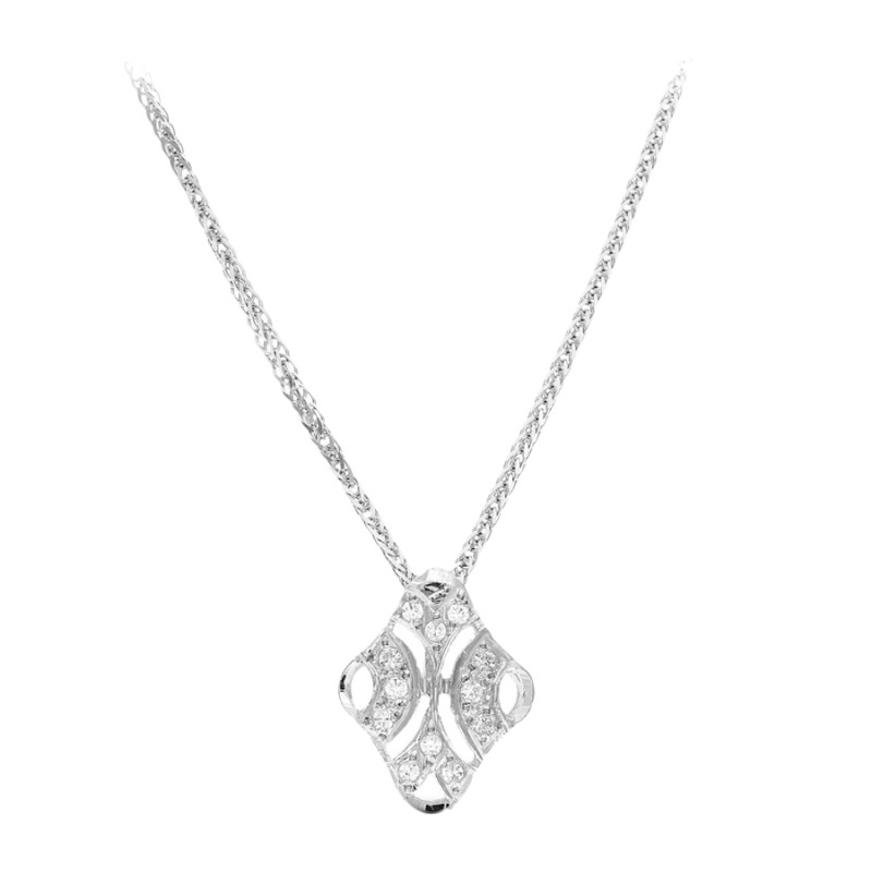 Gargantilla Oro Blanco 18K 45 cm Calado 15x11 mm | Joyería Parejo
