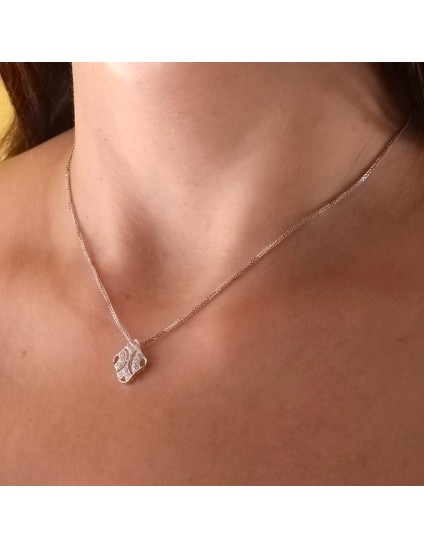 Gargantilla Oro Blanco 18K 45 cm Calado 15x11 mm | Joyería Parejo