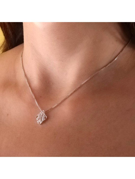 Gargantilla Oro Blanco 18K 45 cm Calado 15x11 mm | Joyería Parejo
