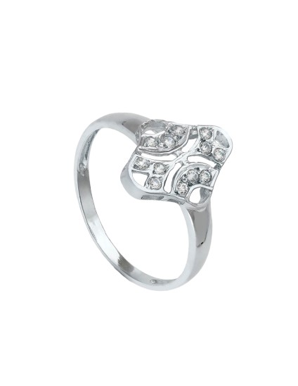 Sortija Oro Blanco 18K 45 cm Motivo Rombo 15x10 mm | Joyería Parejo